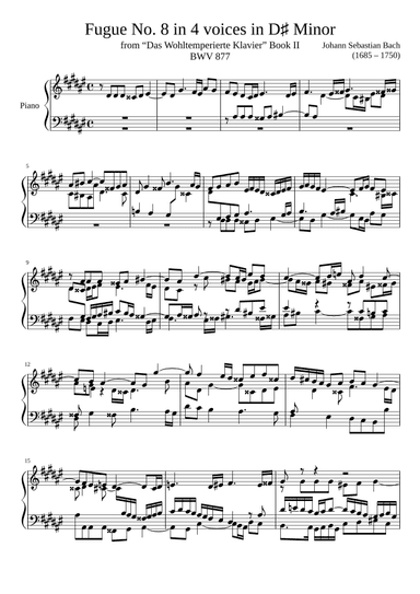 Fugue No. 8 BWV 877 in D# Minor (arr. Zachary Corbett)
