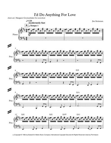 I'd Do Anything For Love (but I Won't Do That) (arr. Margaret Grottenthaler for newchoir)