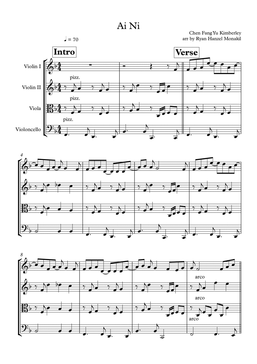 Ai Ni (arr. Ryan Hanzel Monakil)