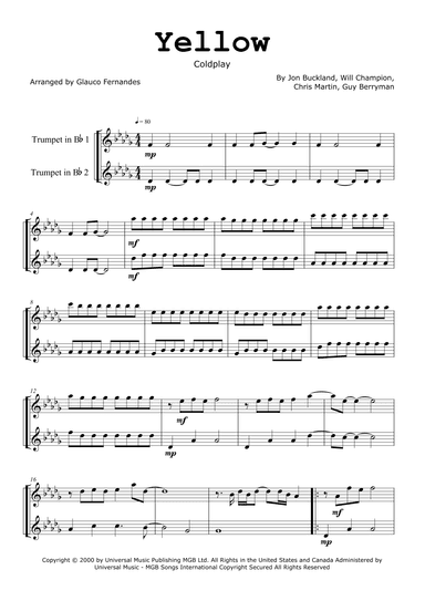 Yellow (arr. Glauco Fernandes)