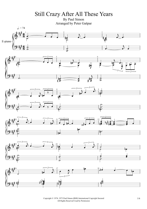 Still Crazy After All These Years (arr. Peter Gašpar)