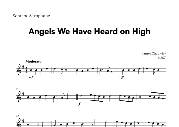 Angels we have heard on high (for Soprano Saxophone) (arr. Cadenza Editions)