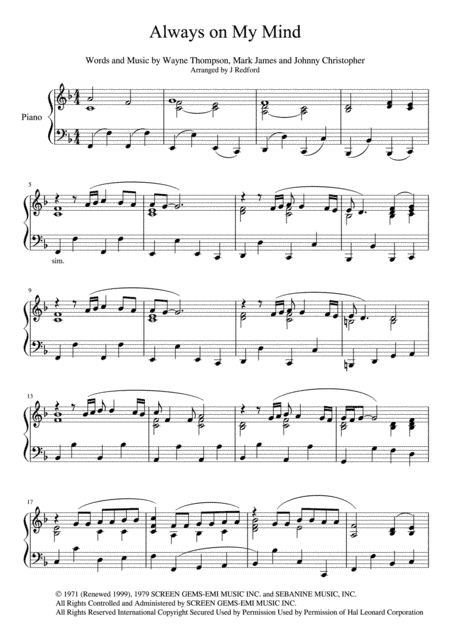Always On My Mind (arr. John Redford)