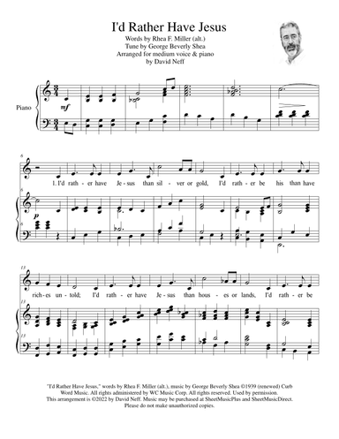 I'd Rather Have Jesus (arr. David Neff)