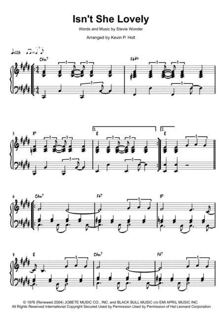Isn't She Lovely (arr. Kevin P. Holt)