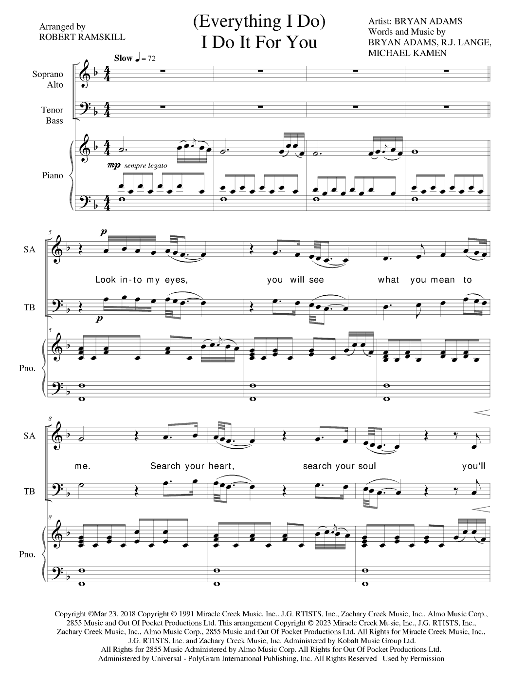 (everything I Do) I Do It For You (arr. Robert Ramskill)