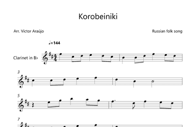 Korobeiniki (from Tetris) - Clarinet Lead Sheet (arr. Victor Araújo)