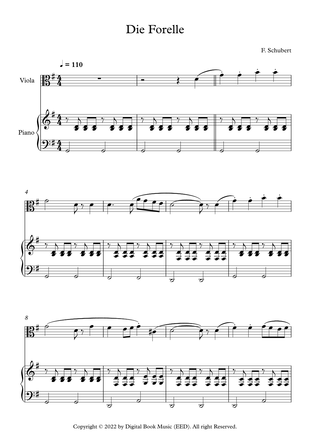 Die Forelle - Franz Schubert (Viola + Piano) (arr. Digital Book Music)