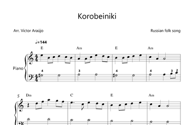Korobeiniki (from Tetris) - Easy Piano - with Chord Symbols (arr. Arezzo Music)