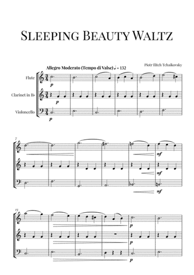 Tchaikovsky: Sleeping Beauty Waltz for Flute, Clarinet and Cello (Woodwind trio) (arr. Cadenza Editions)