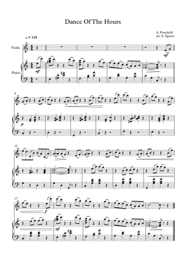Dance Of The Hours, Amilcare Ponchielli, For Violin & Piano (arr. Eugene Egorov)