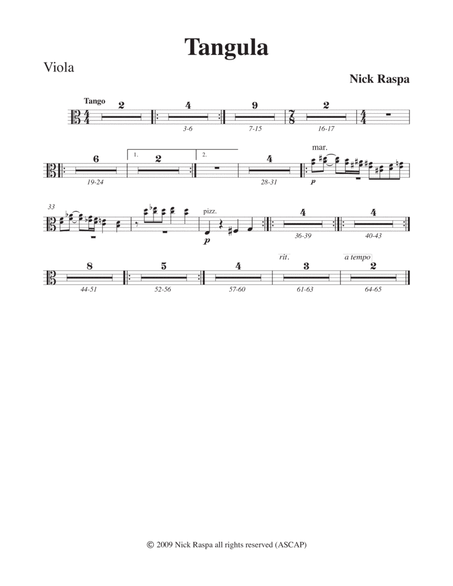Tangula from Three Dances for Halloween - Viola part