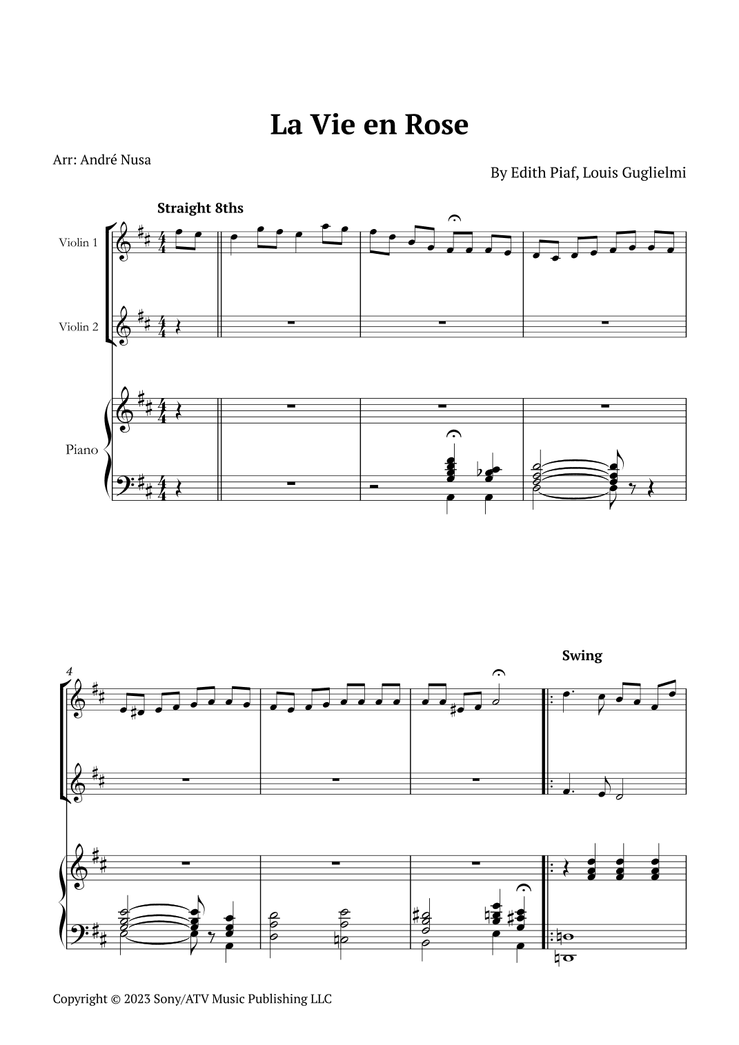 La Vie En Rose (arr. André Nusa)