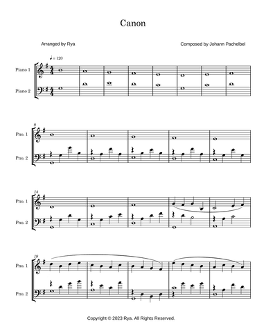 Canon in D Major (arr. Rya)