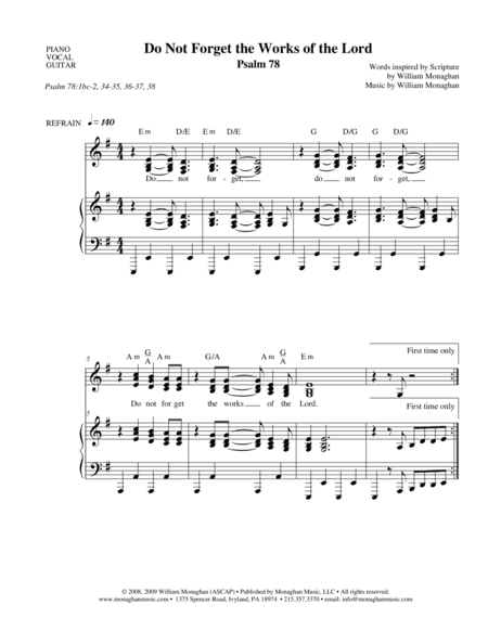 Do Not Forget the Works of the Lord (Psalm 78)