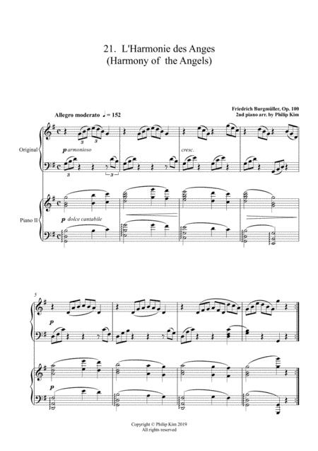 21.  Harmony of the Angels  25 Progressive Studies Opus 100 for 2 pianos Friedrich Burgmüller (arr. Philip Kim)
