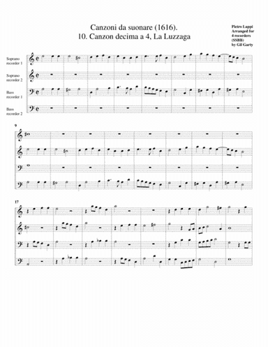 La Luzzaga a4 (Canzoni da suonare,1616, no.10) (arrangement for 4 recorders) (arr. Gil Garty)