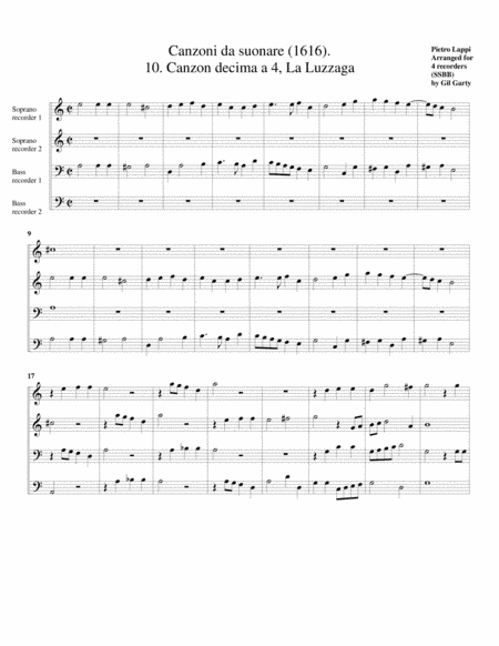 La Luzzaga a4 (Canzoni da suonare,1616, no.10) (arrangement for 4 recorders) (arr. Gil Garty)