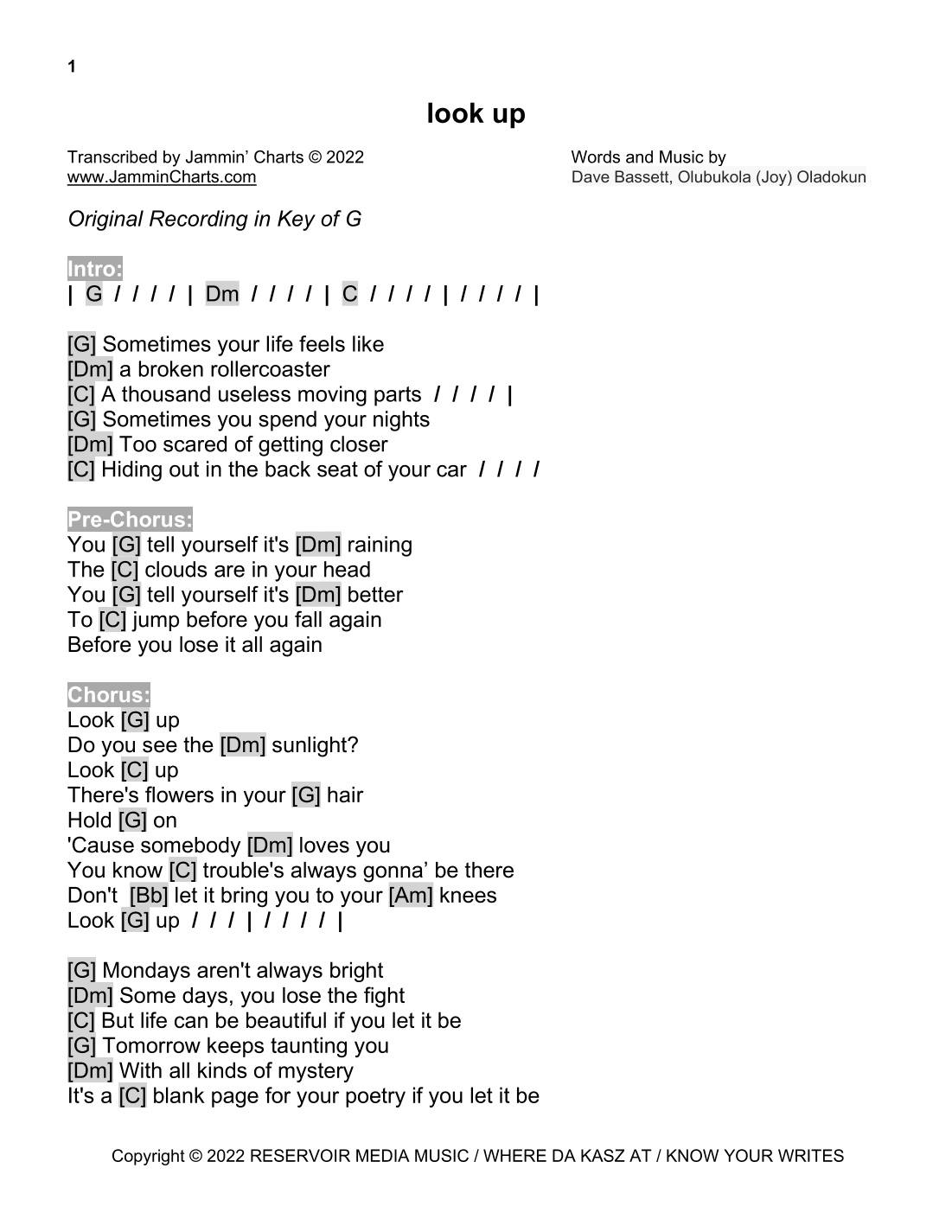 Look Up (arr. Jammin' Charts)