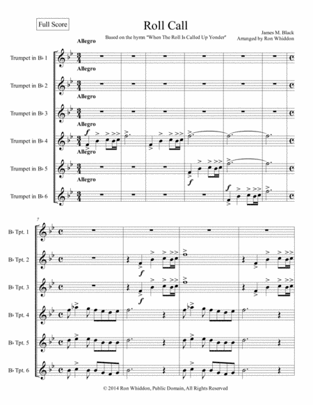 Roll Call For Six Trumpets (arr. Ron Whiddon)
