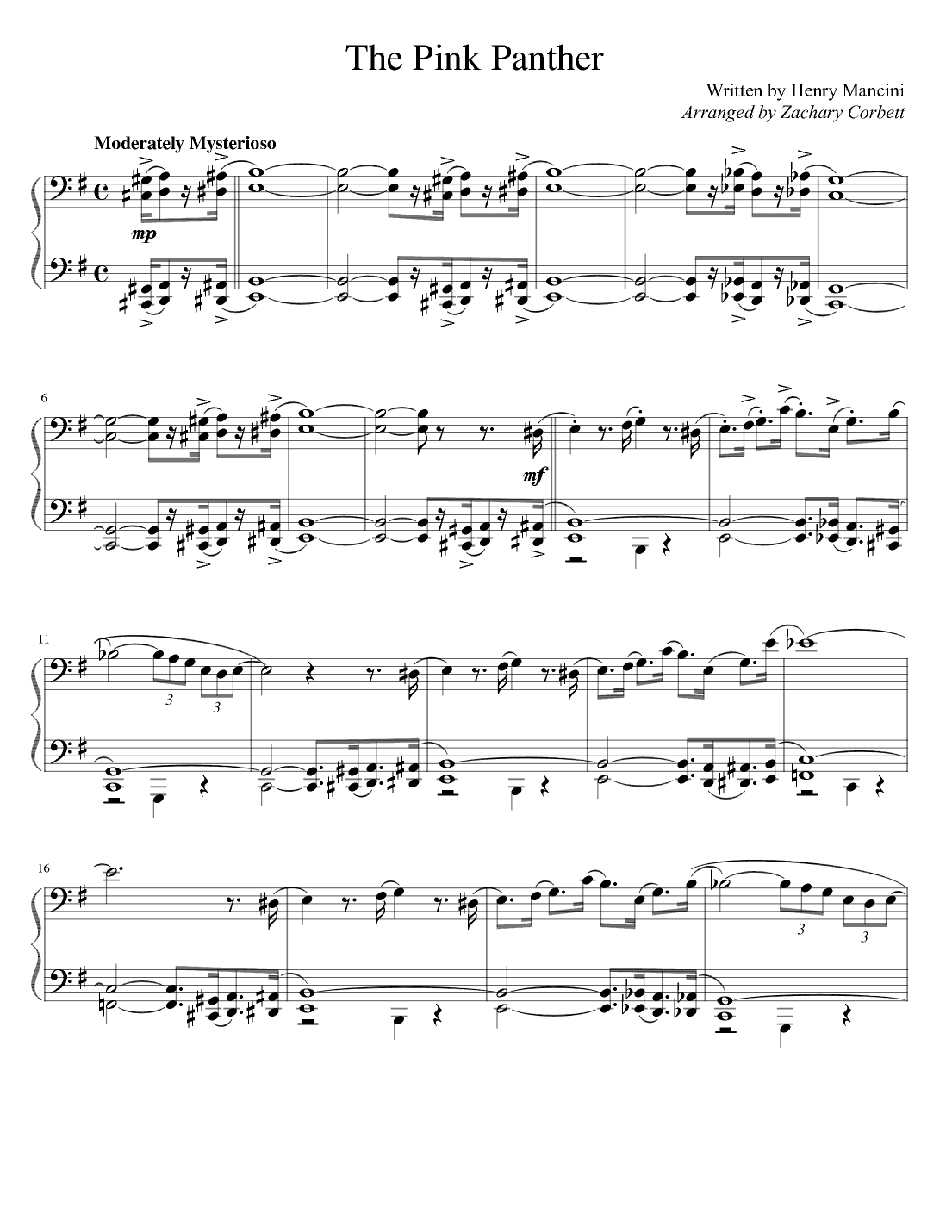 The Pink Panther (arr. Zachary Corbett)