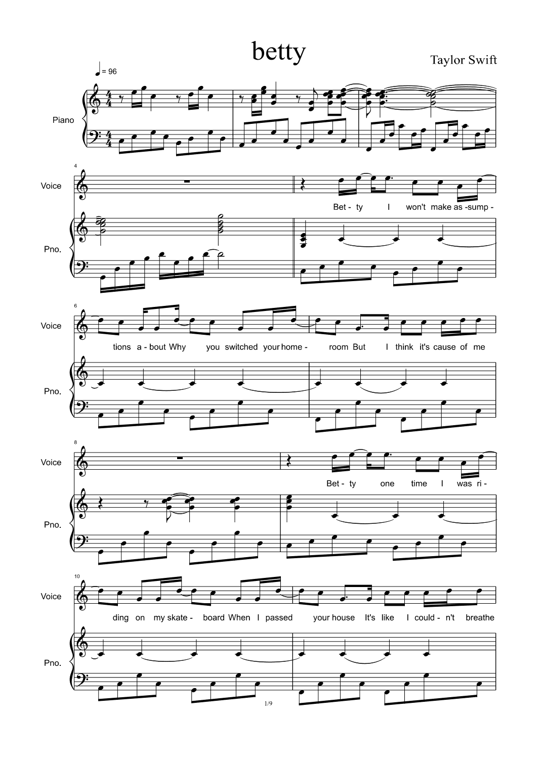 Betty (arr. Taylor Swift)