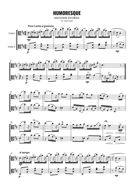 Humoresque for Two Violas (arr. Aled Jones)