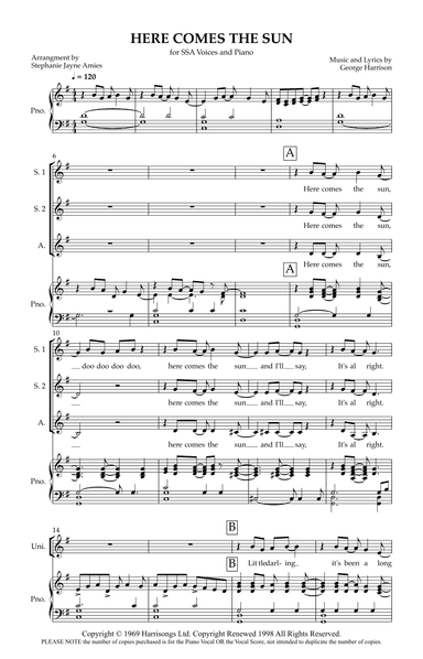 Here Comes The Sun (arr. Stephanie Jayne Amies)