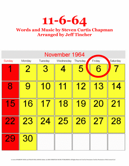 11/6/64 (arr. Jeff Tincher)
