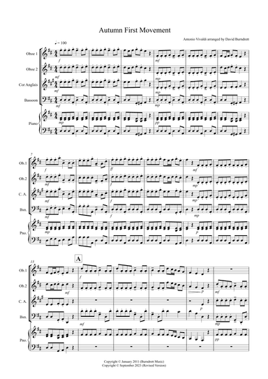 Autumn "Four Seasons" for Double Reed Quartet (arr. David Burndrett)