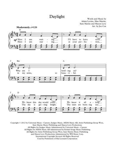 Daylight (arr. Joe Cox)