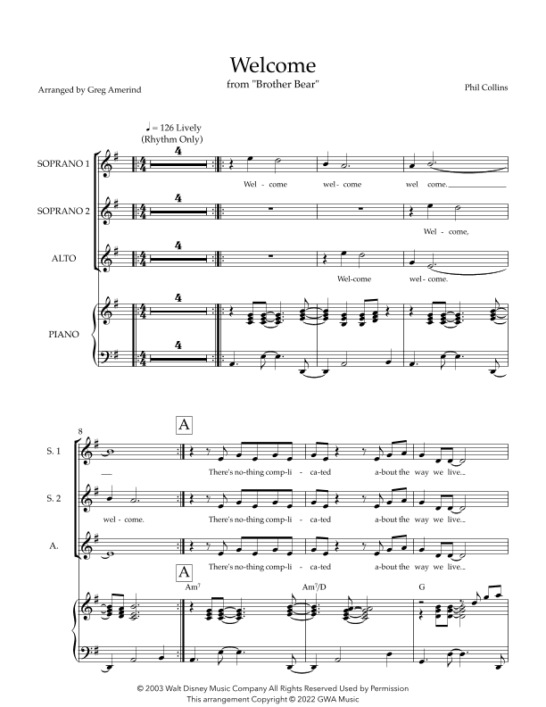 Welcome (arr. Gregory Amerind)