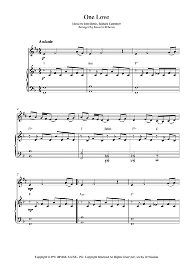 One Love (arr. Kaiserin Rebecca)