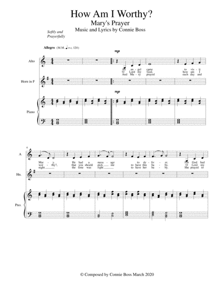 How Am I Worthy (Mary's Prayer)  - Solo, french horn and piano