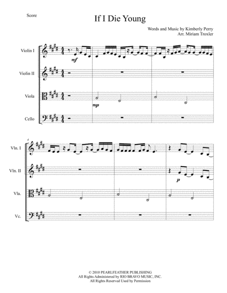 If I Die Young (arr. Miriam Troxler)