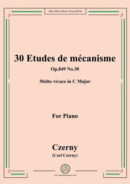 Czerny-30 Etudes de mécanisme,Op.849 No.30,Molto vivace in C Major,for Piano (arr. MSM)
