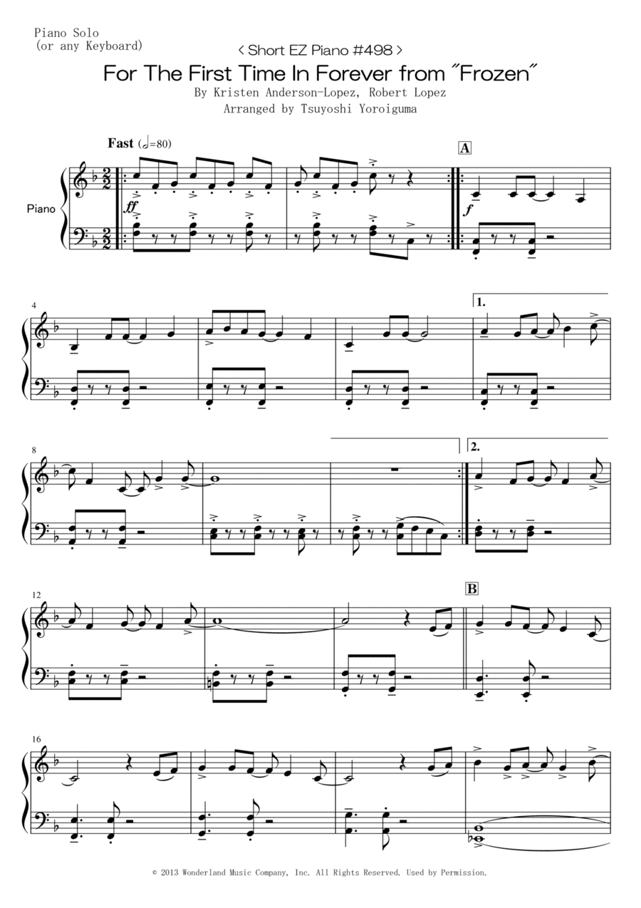 For The First Time In Forever (arr. Tsuyoshi Yoroiguma)