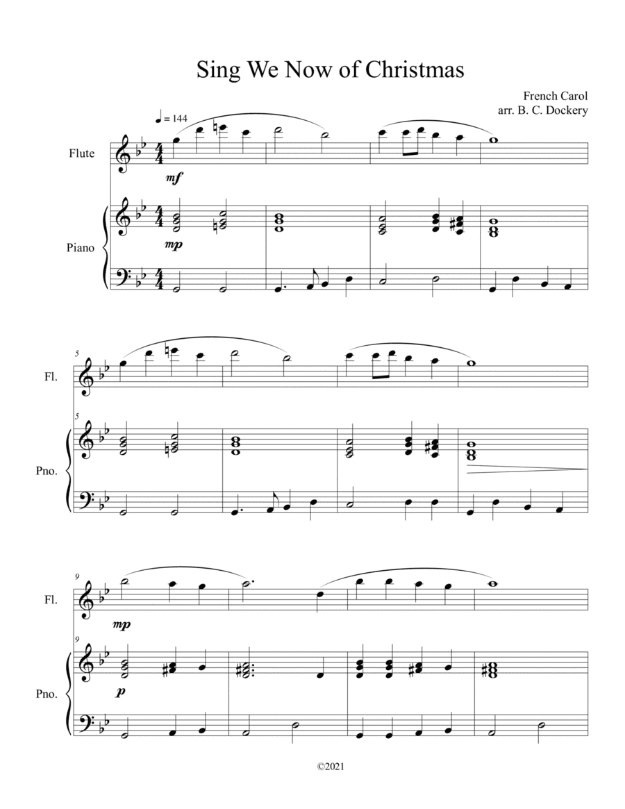 Sing We Now of Christmas (Flute Solo with Piano Accompaniment) (arr. B. C. Dockery)