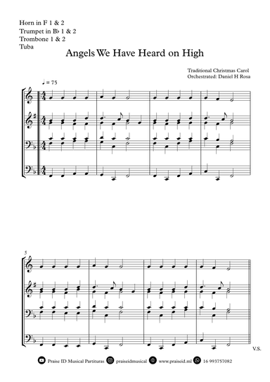 Angels We Have Heard on High - Gloria in Excelsi Deo - Christmas Carol - Brass Quartet (arr. Daniel H Rosa)