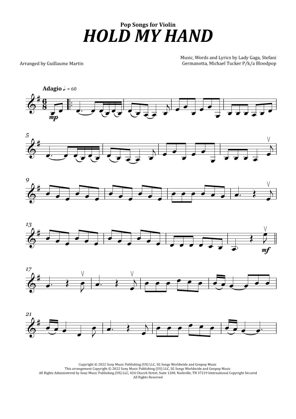 Hold My Hand (arr. Guillaume Martin)
