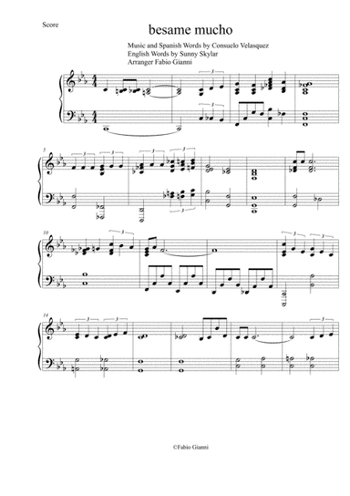 Besame Mucho (Kiss Me Much) (arr. pianoplayer)