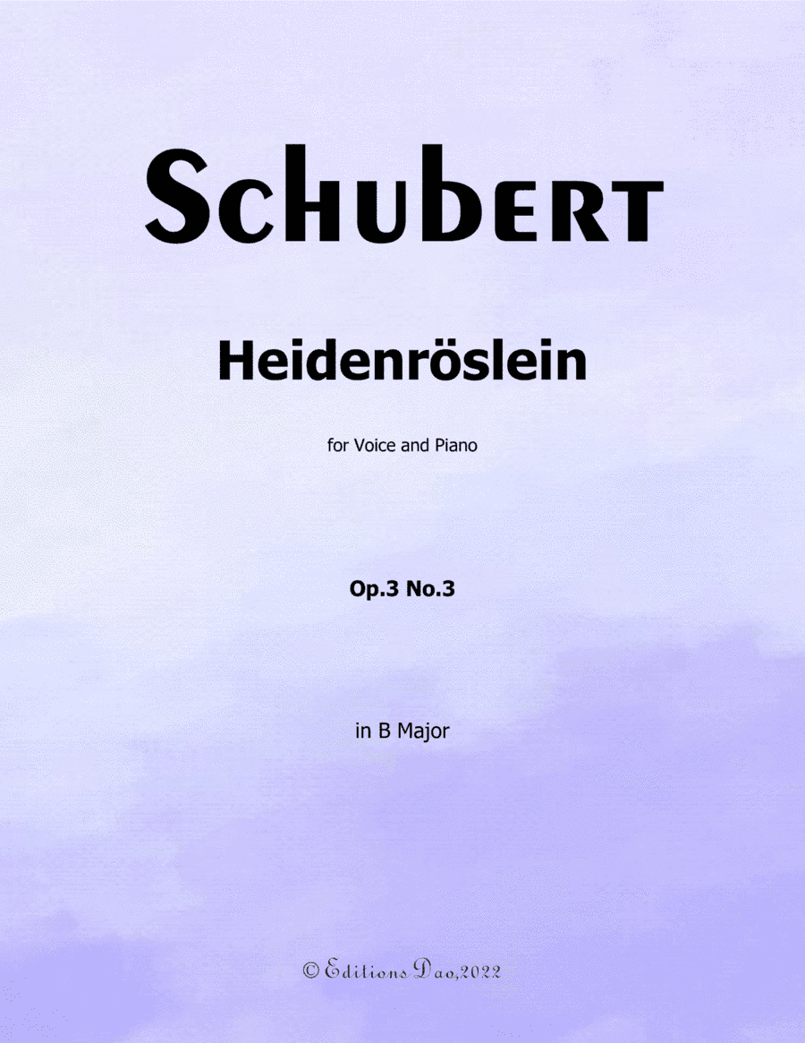 Heidenröslein, by Schubert, in B Major (arr. Editions Dao)