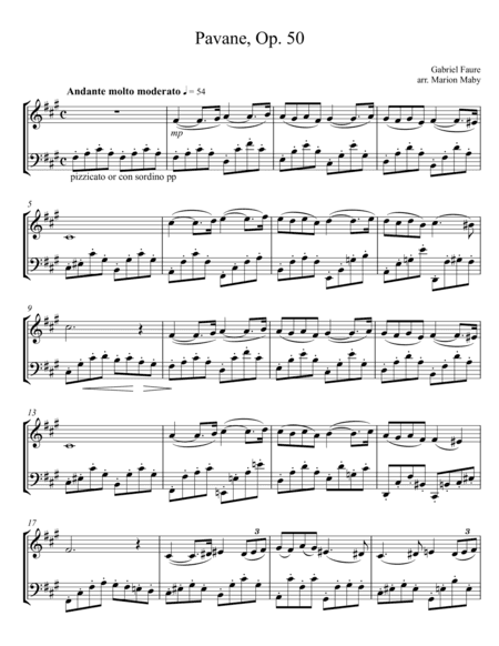 Faure Pavane for Violin & Cello Duet (arr. Marion Maby)