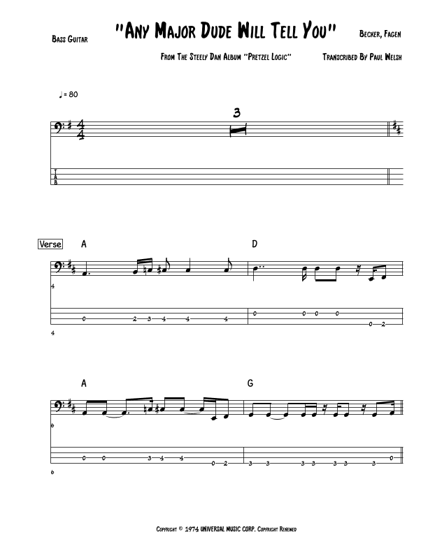 Any Major Dude Will Tell You (arr. Accubass)