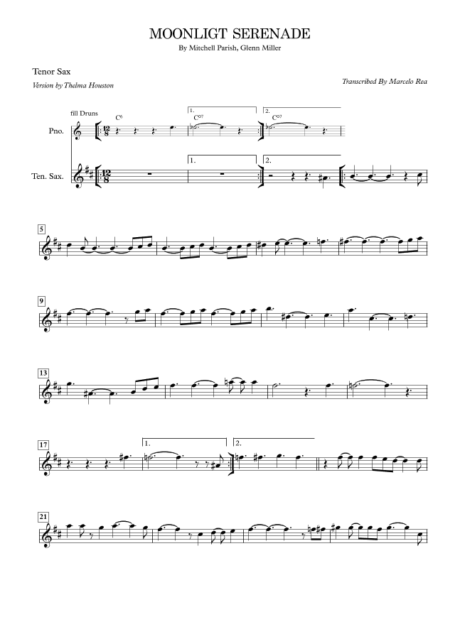 Moonlight Serenade (arr. Transcribed By Marcelo Rea)