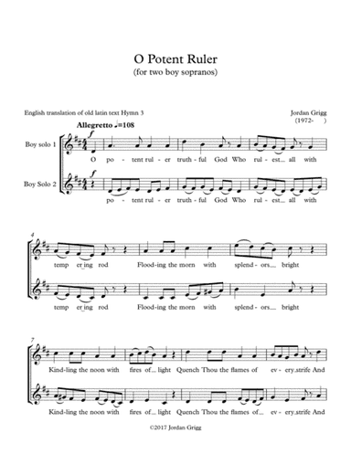 O Potent Ruler (for two boy sopranos)