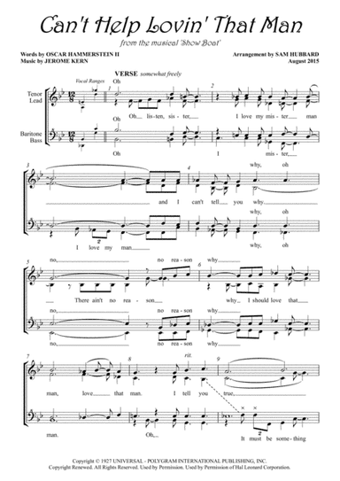 Can't Help Lovin' Dat Man (arr. Sam Hubbard)