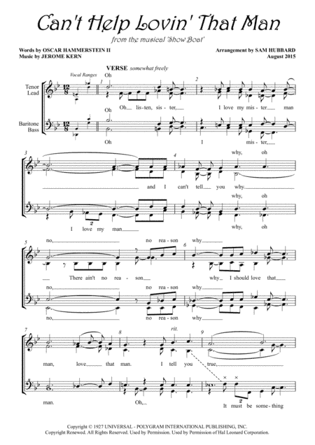 Can't Help Lovin' Dat Man (arr. Sam Hubbard)