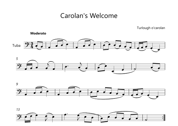 Carolan's Welcome - Tuba Lead Sheet (arr. Victor Araújo)