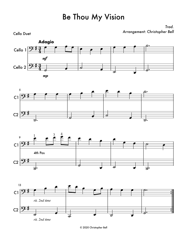 Be Thou My Vision - Cello Duet (arr. Christopher Bell)